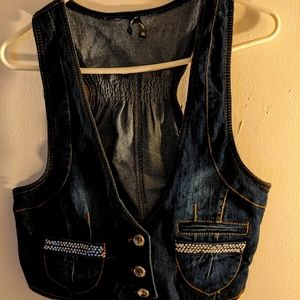 Denim vest with embellishments size -XL-